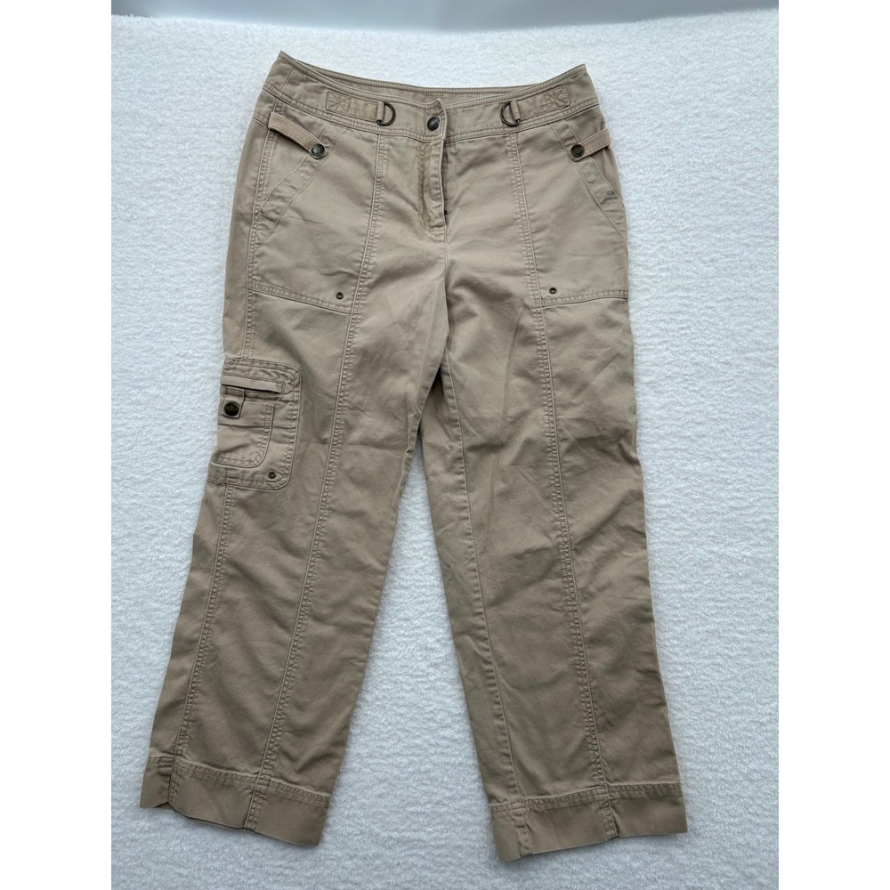 Jones New York Signature Khaki Tan Cargo Pants Womens 6 Cotton Utility Straight